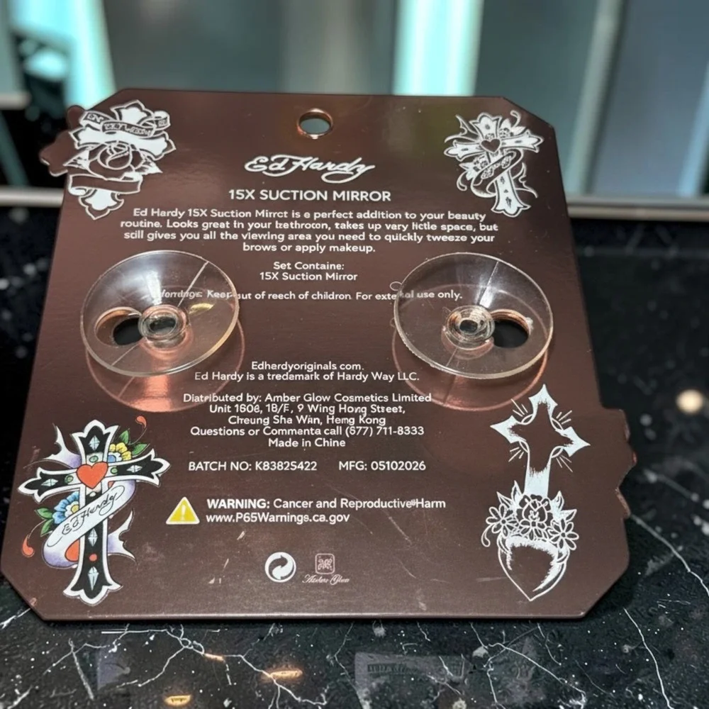 Ed Hardy Suction Mirror Unisex OS Rose Gold New 15X Magnification Tattoo Art